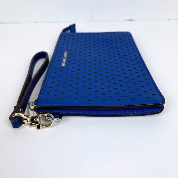 Michael Kors Wristlet Clutch Organizer Pouch w/ Card Slots Cobalt Blue Leather - Picture 6 of 16